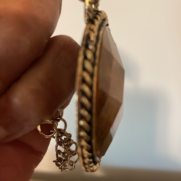 Handcrafted Burnished Gold 3D Pendant Necklace - Picture 3 of 11